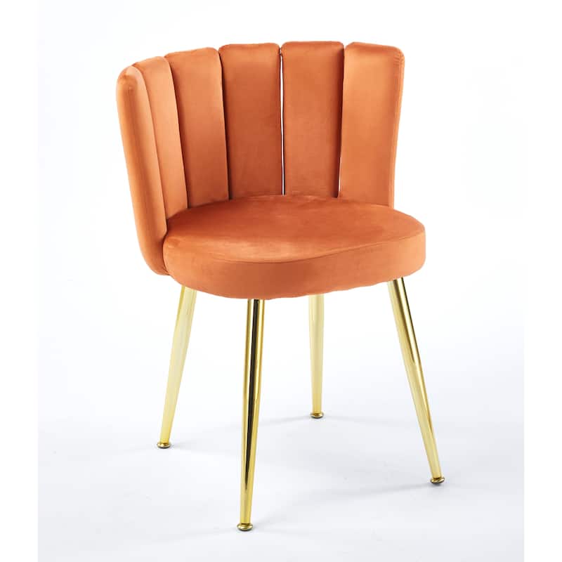 Modern dining chair(set of 2 ) with iron tube golden color legs, velvet and comfortable backrest