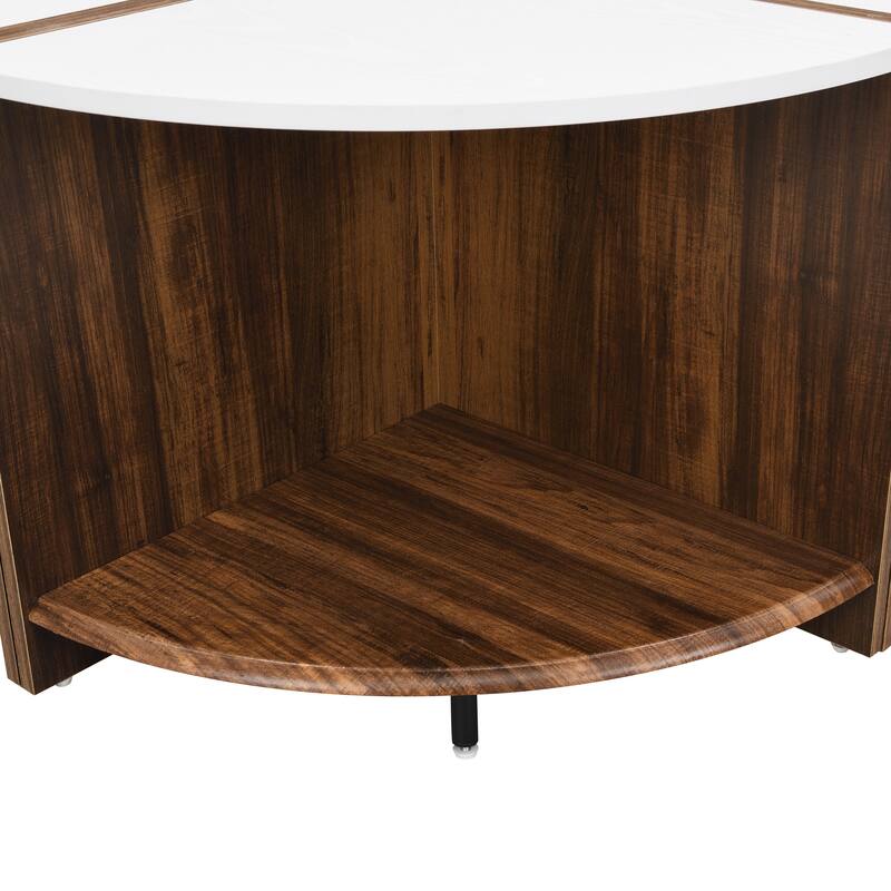 GDFStudio - Mason 4-Piece Industrial Round Coffee Table with 2-Tier Storage