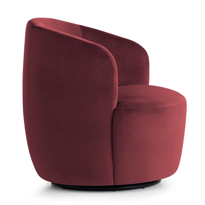26.5" Wide Velvet Small Swivel Barrel Accent Chair