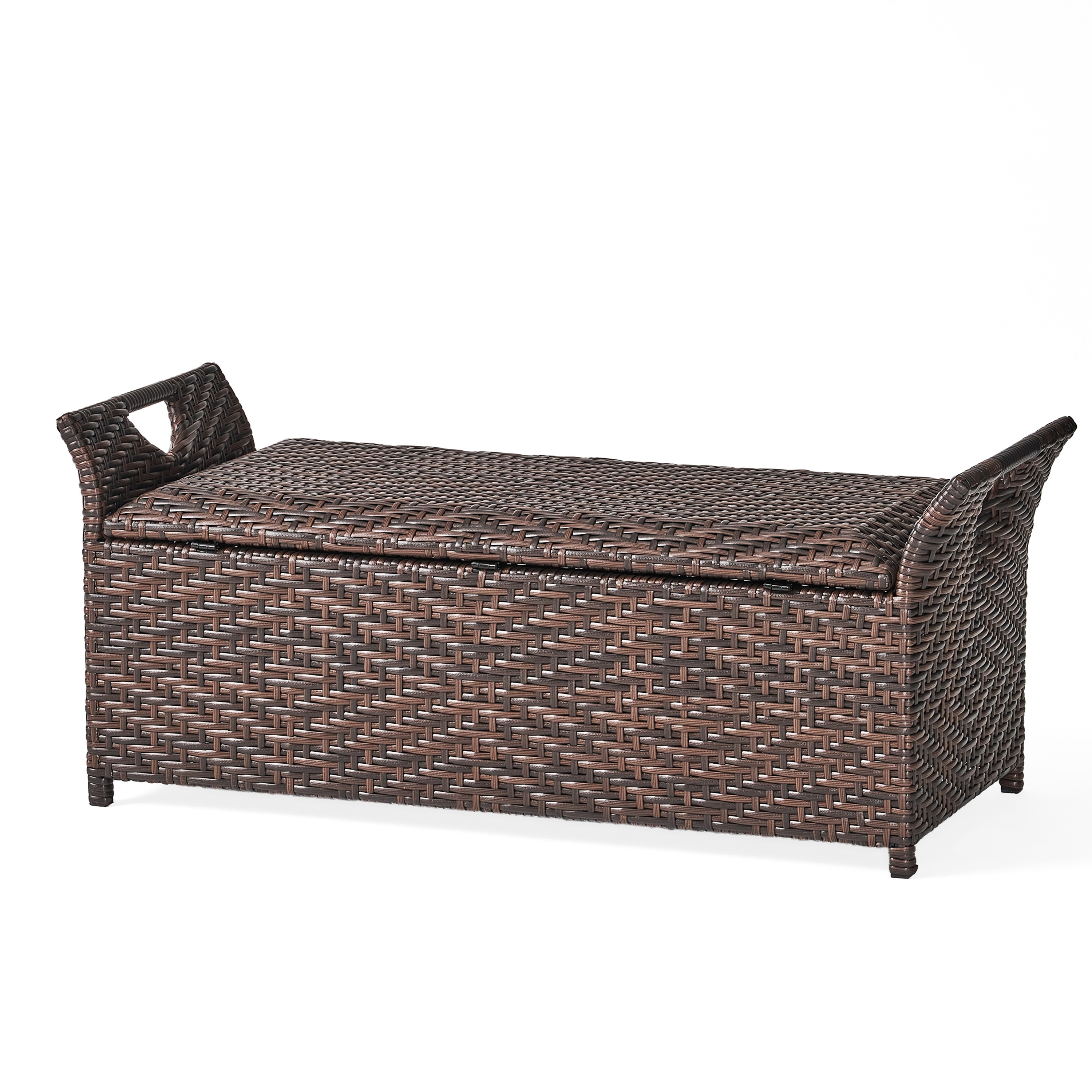 Wing outdoor wicker storage deals bench by christopher knight home