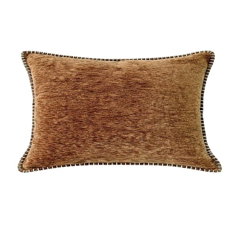 Textured Throw Pillow with Stitched Contrast Edge Set of 2 - Caramel