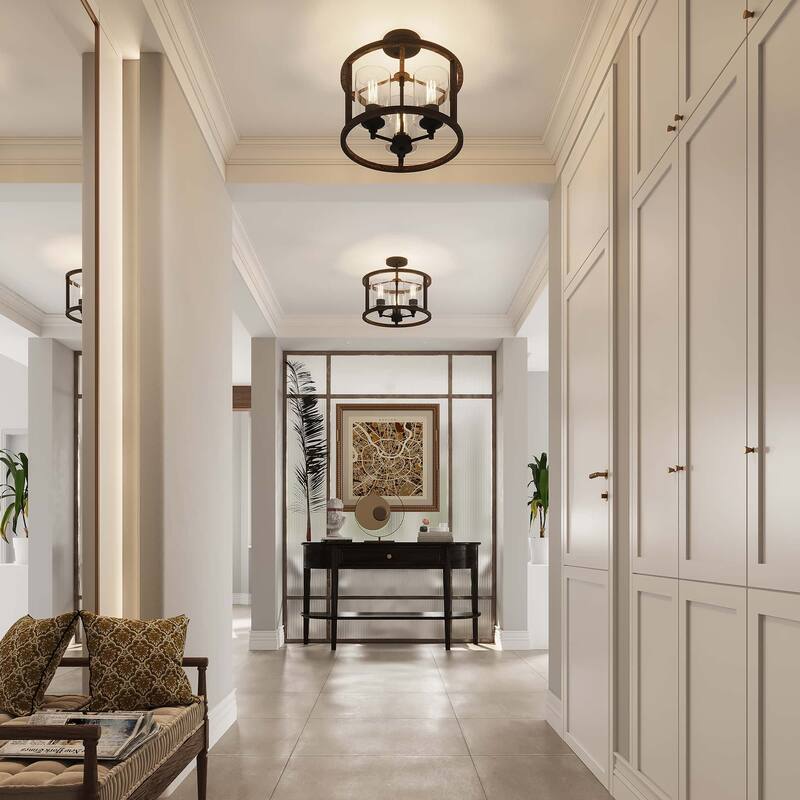 Moulins 3-light Modern Farmhouse Semi-Flush Mount Ceiling Lights with UL Certified - 15''