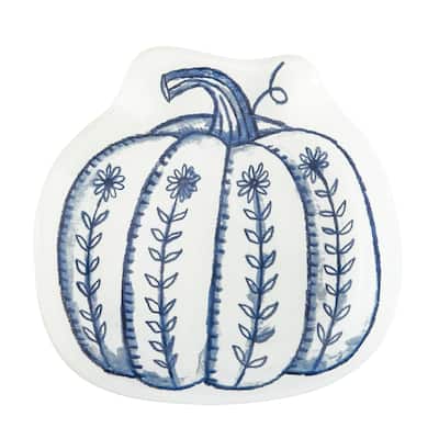 Blue Harvest Pumpkin Slump Glass Platter