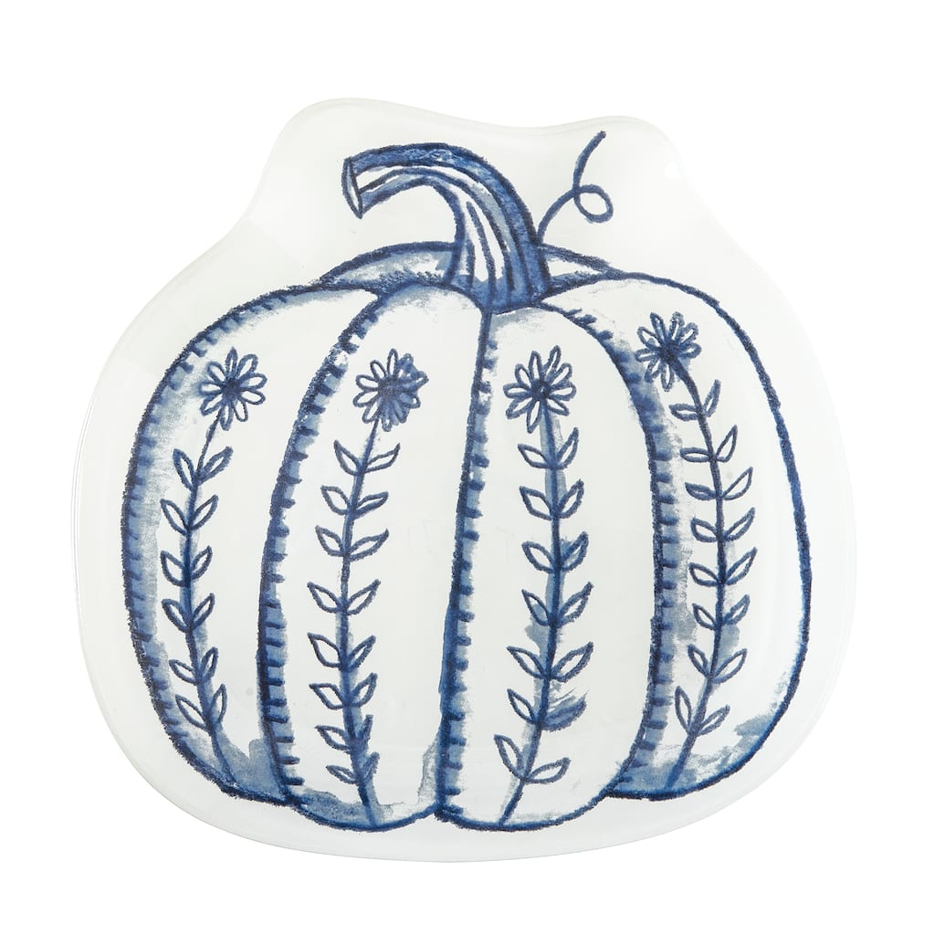 Blue Harvest Pumpkin Slump Glass Platter