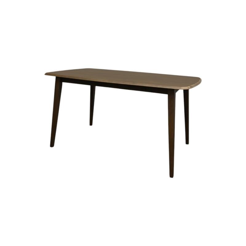 HomeRoots 59" Walnut and Black Solid Wood Dining Table - 59.10 in. x 29.50 in. x 35.40 in.