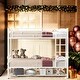 preview thumbnail 1 of 22, Twin Over Twin Metal Bunk Bed with Shelf and Guardrails, Separate Into 2 Twin Beds White