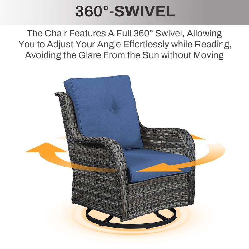 Gymojoy 6-Piece Outdoor Sofa & Chair Set with 4 Swivel Chairs, Fire Pit Table