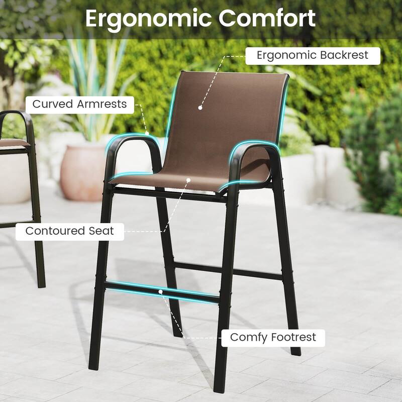 Costway 3 PCS Outdoor Bar Set Bar Height Table & Armchairs with - See Details