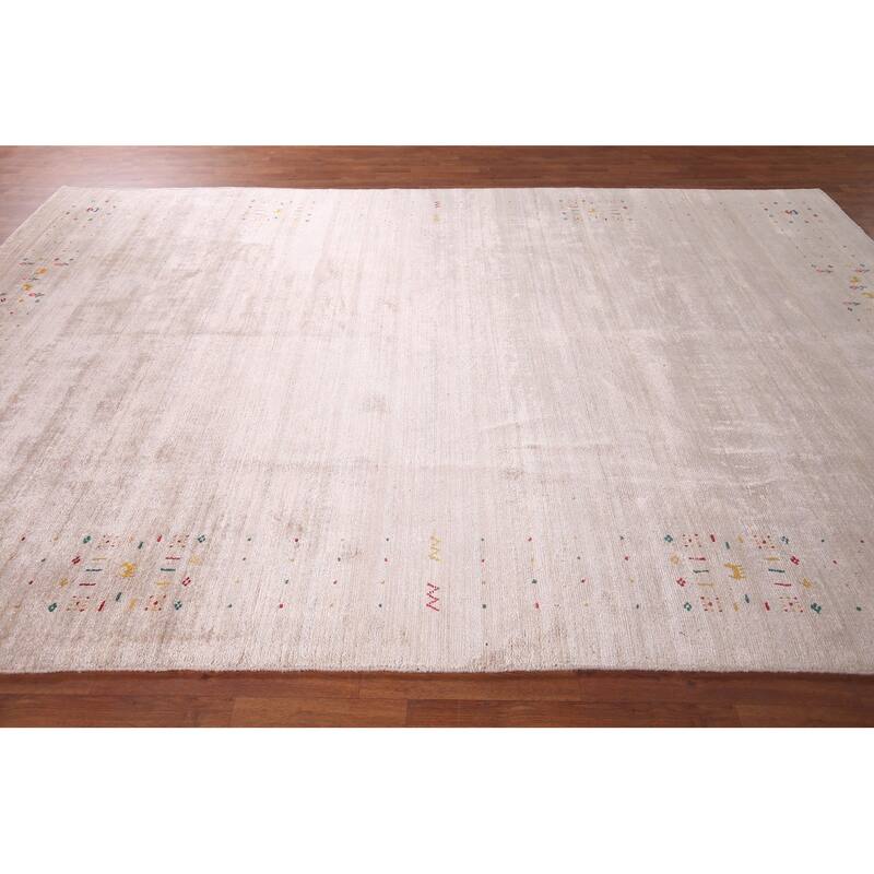 Striped Tribal Gabbeh Oriental Area Rug Handmade Wool Carpet - 7'9"x 11'9"