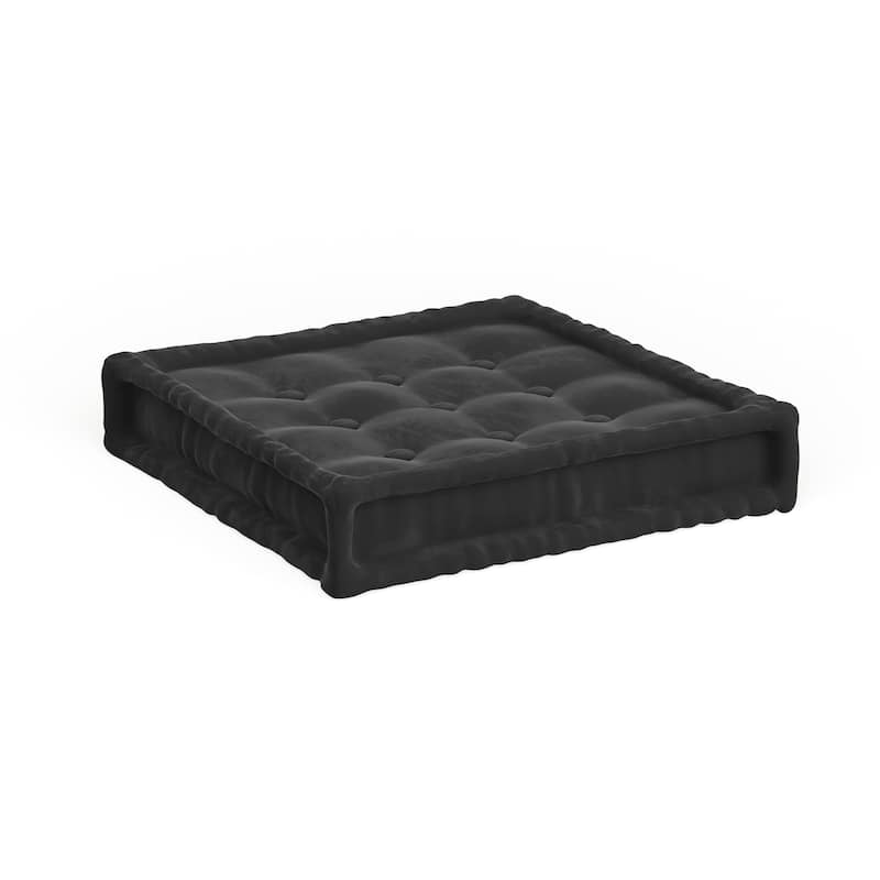 25-inch Microsuede Square Tufted Floor Pillow - Black