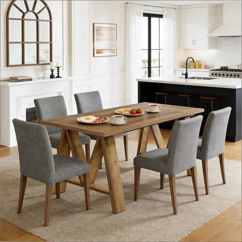 Home Office Table Dining Table, Coffee Table Greeting Table for 4-6, Wooden Kitchen Table with Stable Legs
