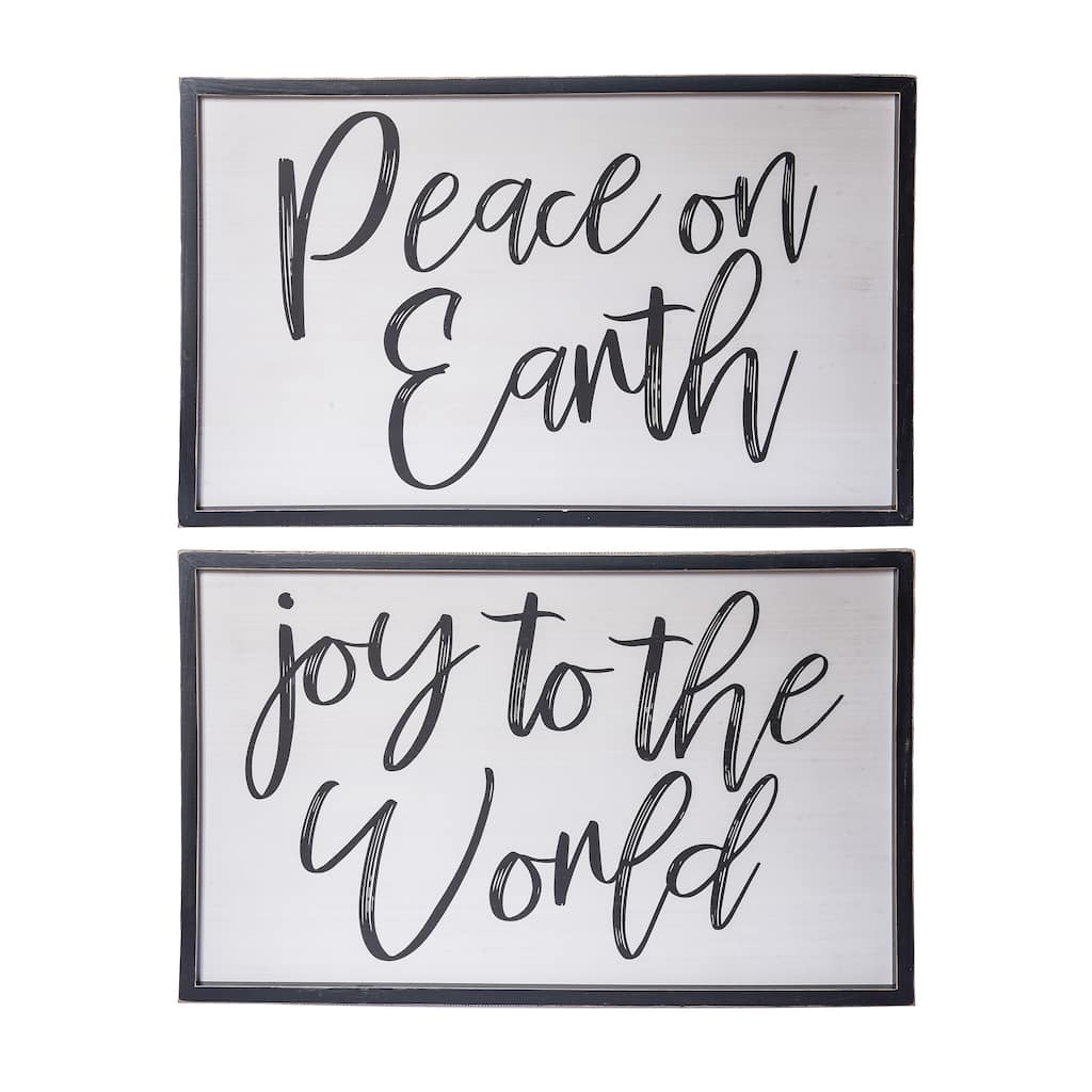 Transpac MDF Joy World/Peace Earth Wall Art Set of 3 Christmas Home Decorations