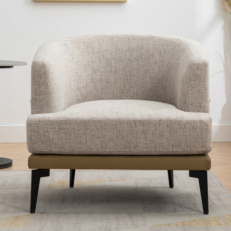 Modern Two-tone Barrel Fabric Chair,Upholstered Round Armchair,Accent Chair