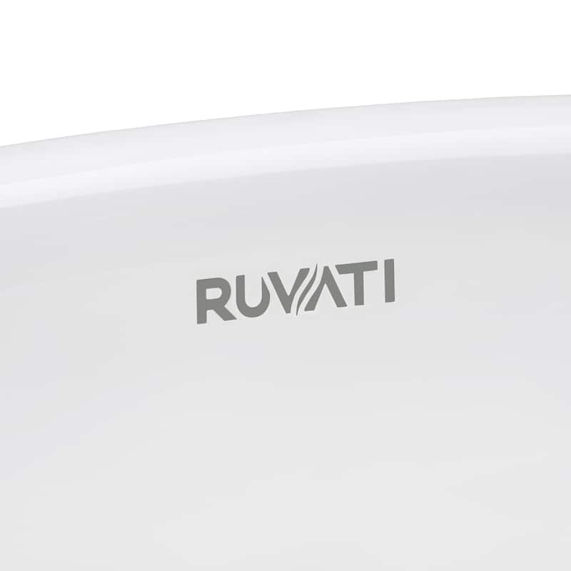 Ruvati 19 x 14 inch Bathroom Vessel Sink White Oval Above Counter Vanity Porcelain Ceramic - RVB0419