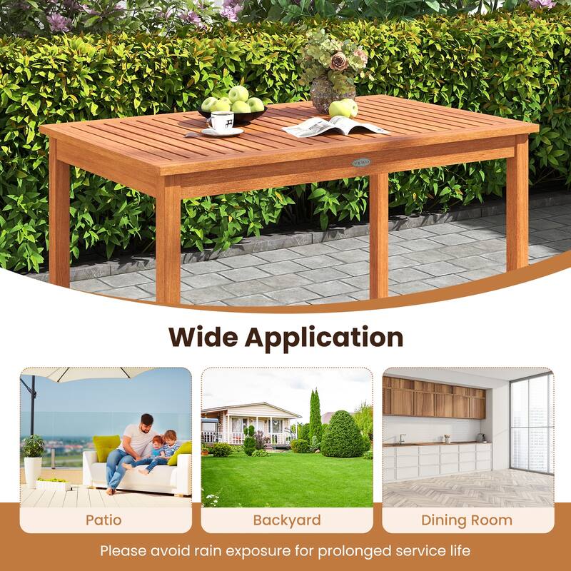Gymax 5 Pieces Patio Wood Dining Set Outdoor Rectangular Table &