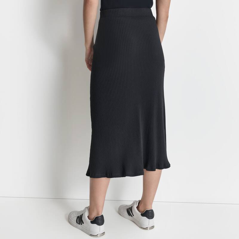 DKNY Rib Flare Stretch Cotton Skirt