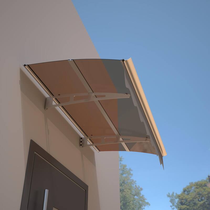 59x34 Inch Door Window Awning with Polycarbonate Roof and Aluminum Brackets