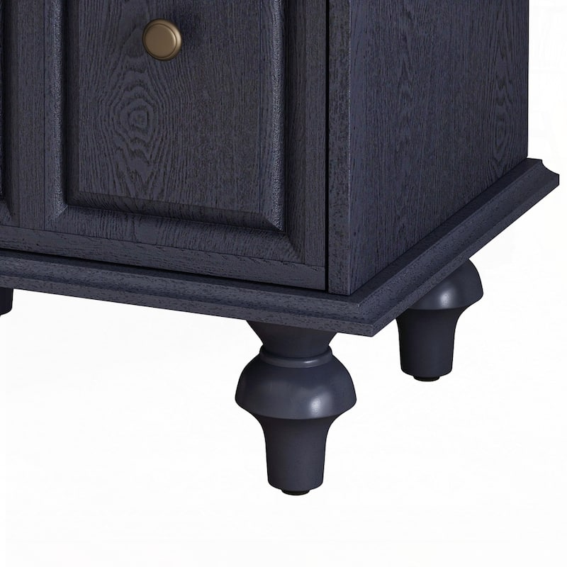 Wood NightStand with Metal Handle