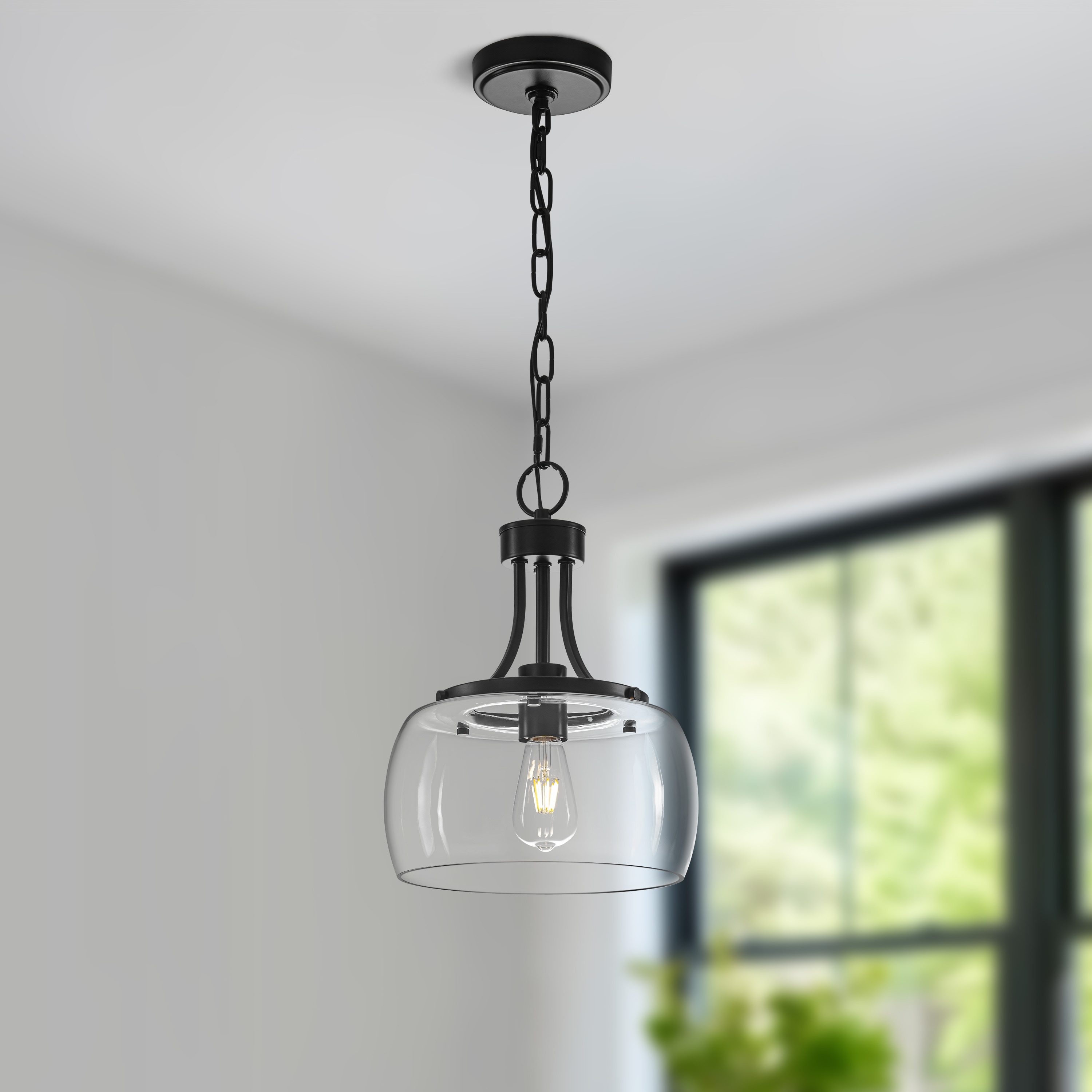 Starsky 1/3-Light Modern Clear Glass Dome Pendant Light