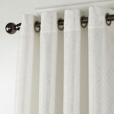 84" Ivory Linework Textured Window Curtain Panel - 84" x 54"