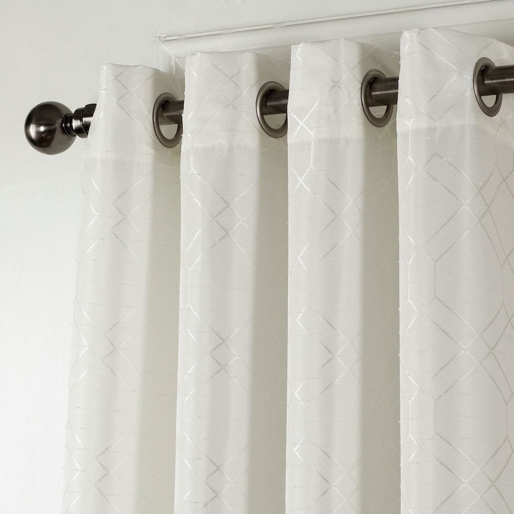 84" Ivory Linework Textured Window Curtain Panel - 84" x 54"