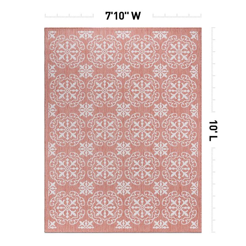 World Rug Gallery Transitional Geometric Textured Flat Weave Indoor/Outdoor Area Rug