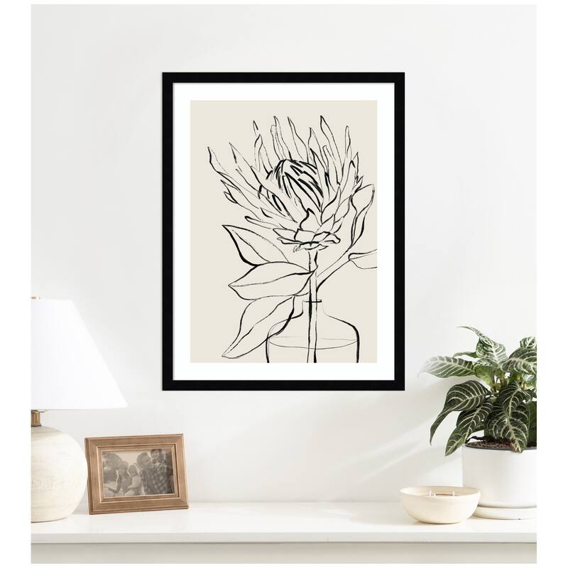 Kate and Laurel SB Protea Sketch No. 1 by Sara Berrenson Framed Wall Art Print