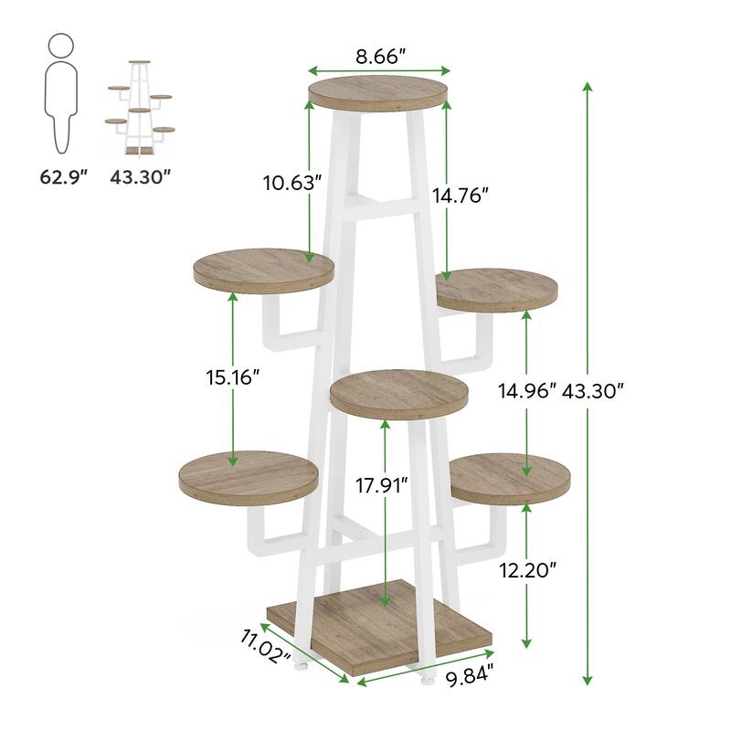 7 Tier Plant Stand Indoor, Tall Plant Shelf for Multiple Plants, Wooden Corner Plant Pots Holder Rack Flower Stand Shelf