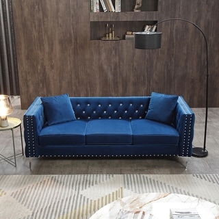 2 Piece Modern Velvet Sectional Sofa Sets Jeweled Button Sofa for ...