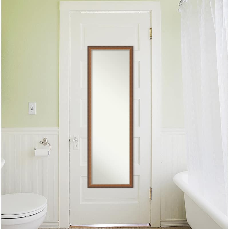 Two Tone Non-Beveled Wood Framed Full-Length On the Door Mirror - Glass Size 14x48
