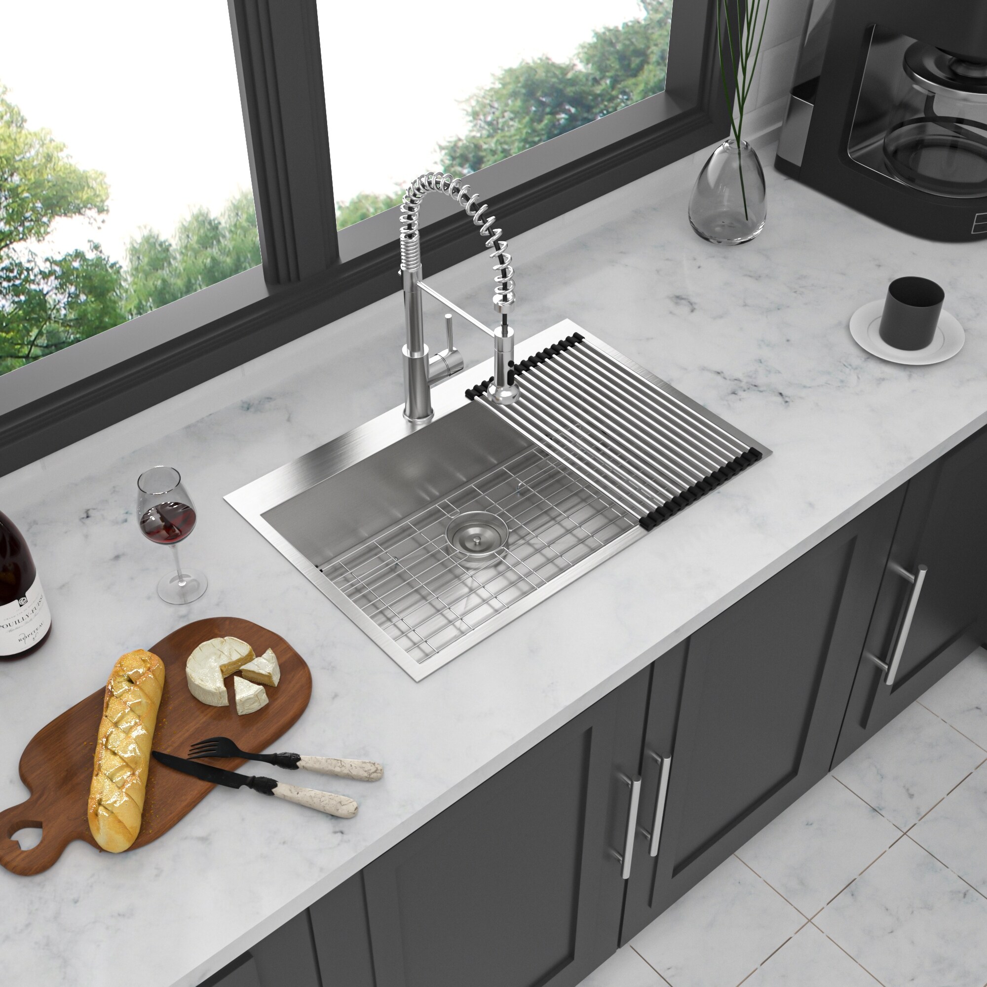 33x22 inch Kitchen Sink Drop In 18 Gauge Stainless Steel - Brushed