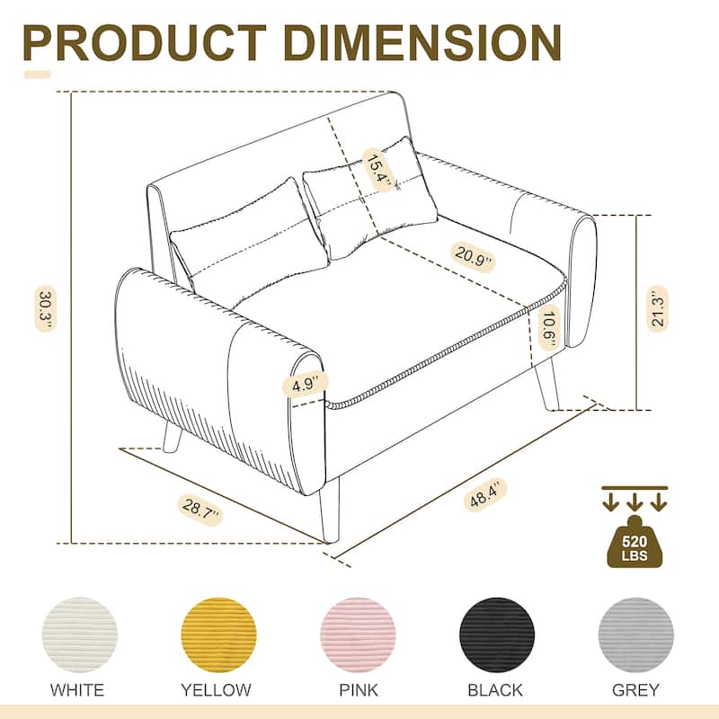Futzca 48" Modern Loveseat Sofa