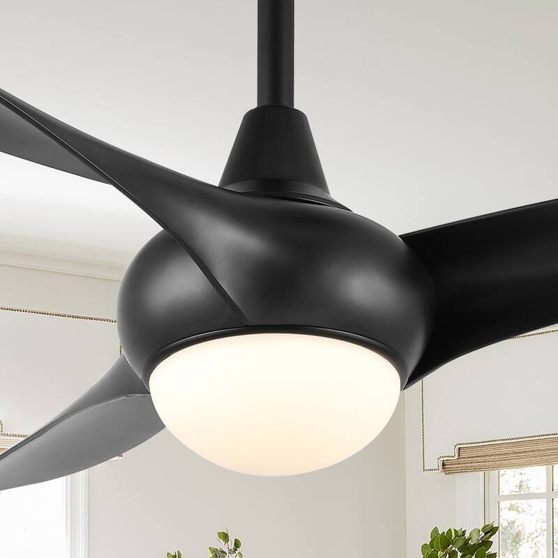 Raffles 52" 1-Light Vintage Iron/Plastic Mobile-App/Remote-Controlled 6-Speed Retro Swirl LED Ceiling Fan, by JONATHAN Y