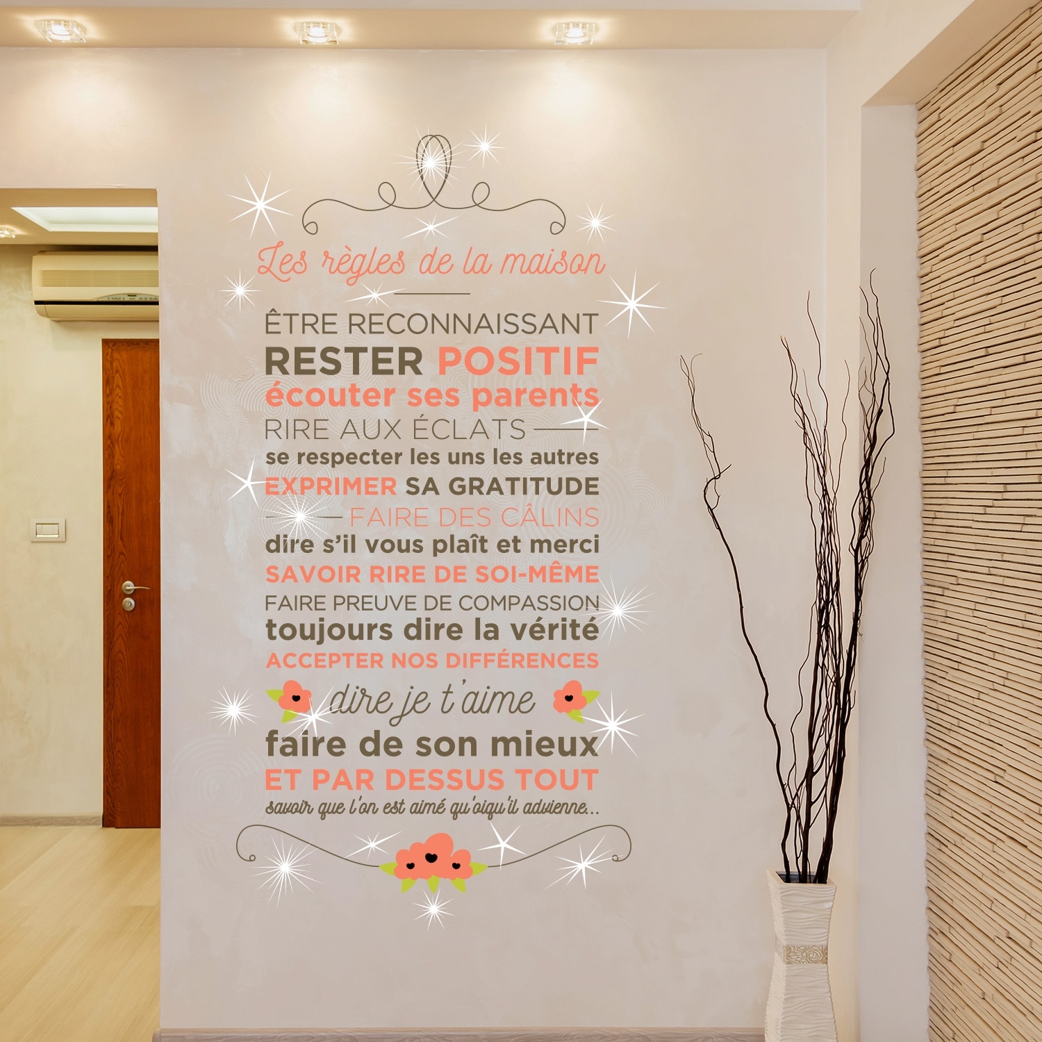 Shop Walplus French Floral Quote Wall Sticker Decal Decor Swarovski Crystal Overstock 31770439