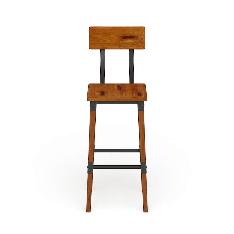 2 Pack Commercial Grade Rustic Industrial Style Wood Dining Barstool