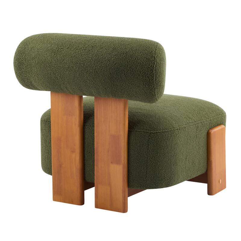 Christopher Knight Home - Mid-Century Fabric Accent Chair with Curved Backrest and Solid Rubberwood Frame