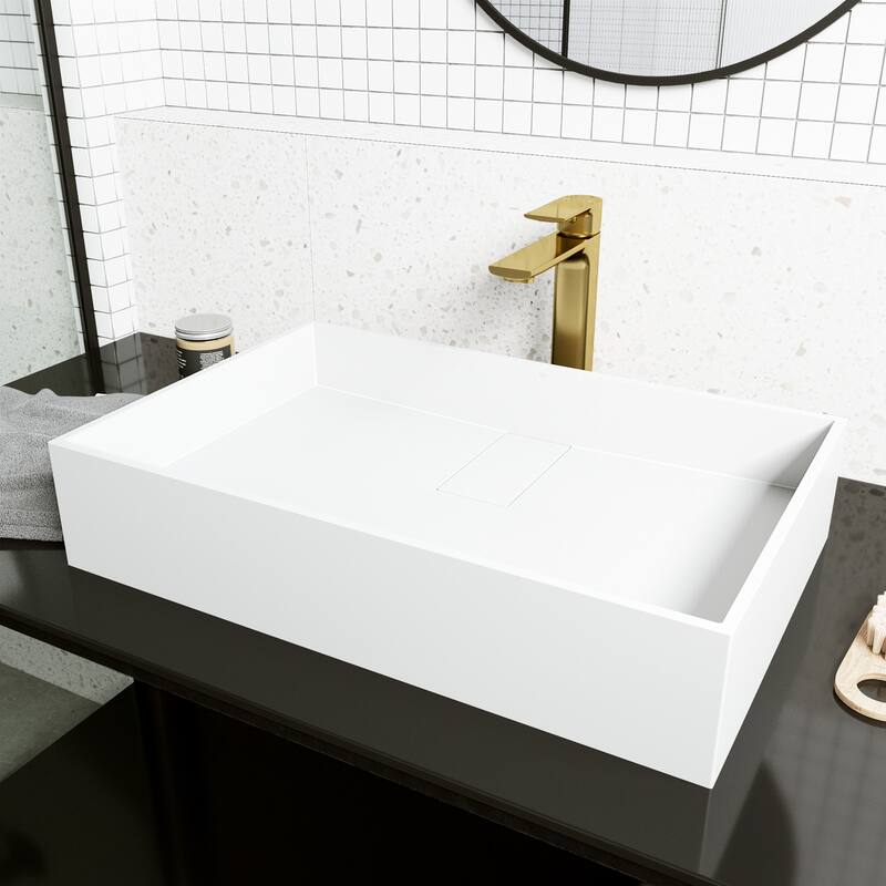 VIGO Bryant 23"L x 15"W x 5"H Matte Stone Rectangular Bathroom Vessel Sink