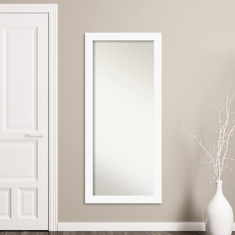 Basic Non-Beveled Wood Framed Full-Length Floor Leaner Mirror - Glass Size 24x60