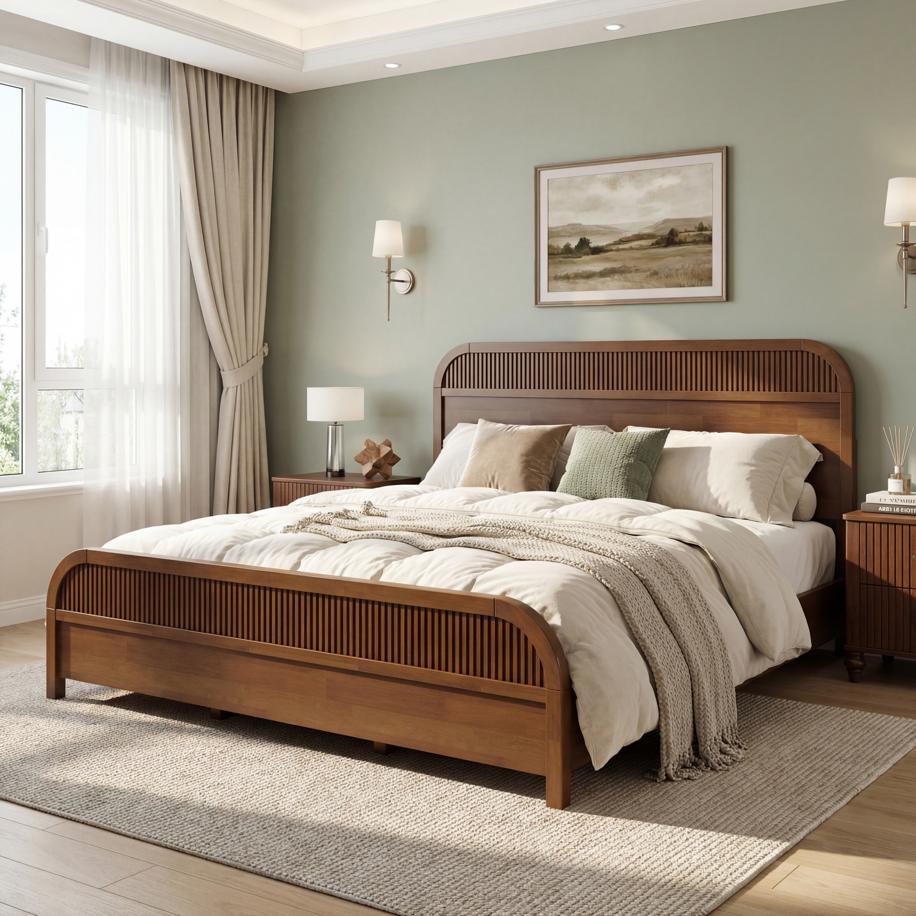 Christopher Knight Home - Modern Wood Platform Bed Frame with Headboard and Wooden Slats Support - No Box Spring Needed