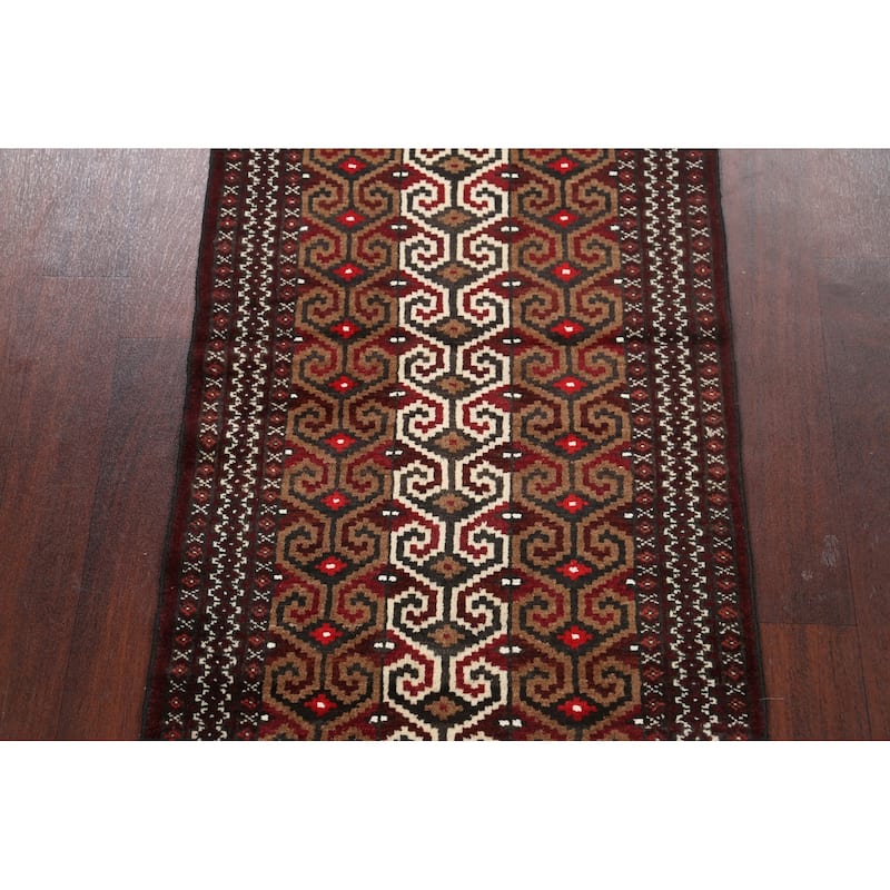 Geometric Persian Balouch Area Rug Handmade Traditional Wool Carpet - 2'6" x 3'9"