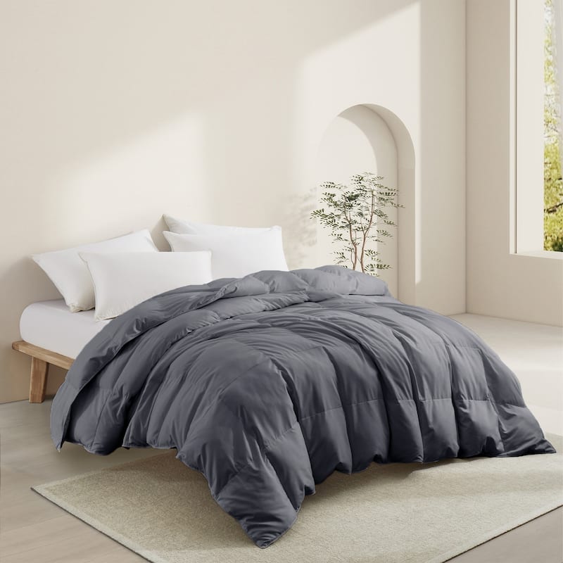 Lightweight to All-season White Goose Down Feather Fiber Comforter Duvet Insert