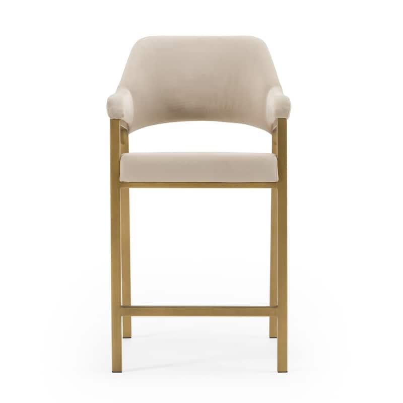 Modrest George Modern Beige Fabric & Antique Brass Counter Chair
