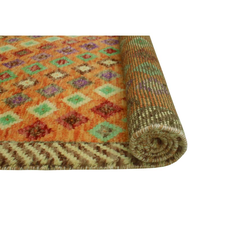 Balochi Ranako Orange/Purple Rug - 3'2" x 4'11"