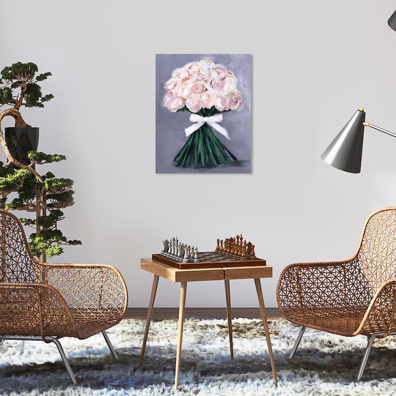 Wynwood Studio Canvas Floral and Botanical Loveliest Bouquet Pink and Pastel Pink Traditional Wall Art Canvas Print - 20 x 16