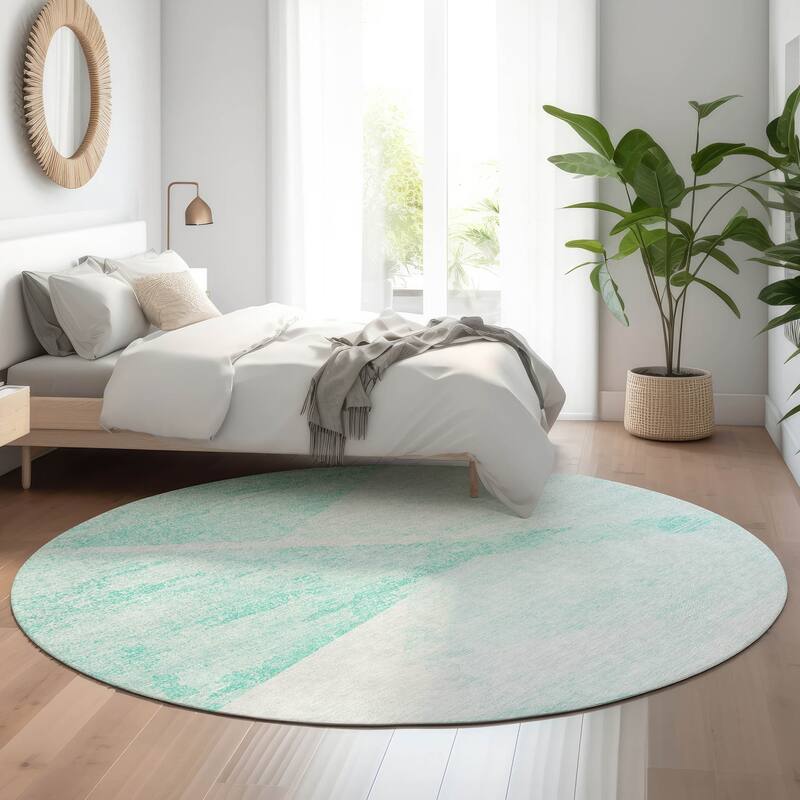 Premium Washable Super Soft Mayfield Rug - Aqua - 8' x 8' - Round