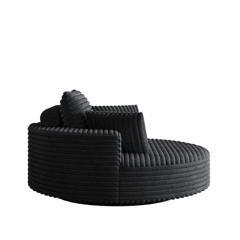55" Luxury Swivel Chair - Plush Chenille Upholstery with 360° Rotation, Fluffy Modern Design for Living Rooms & Home Theaters