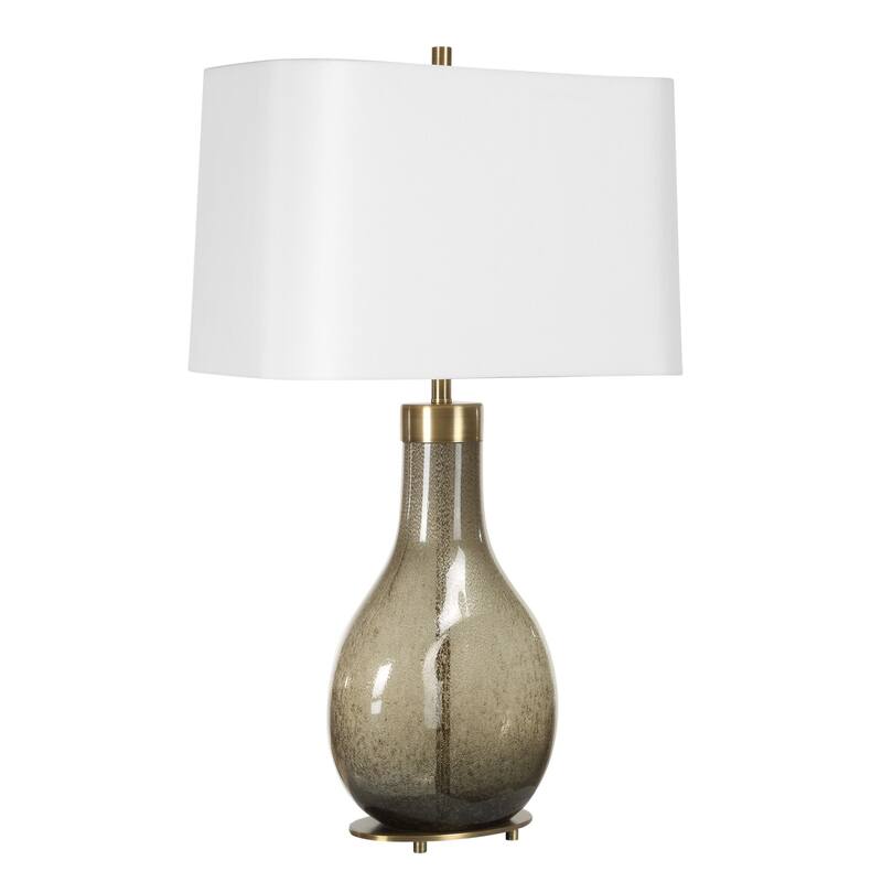 Seeded Teardrop Glass Table Lamp with Oval Drum Shade - 29.25" - Bronze