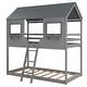preview thumbnail 1 of 11, Twin Over Twin Bunk Bed Wood Bed with Roof and Window Grey - Twin
