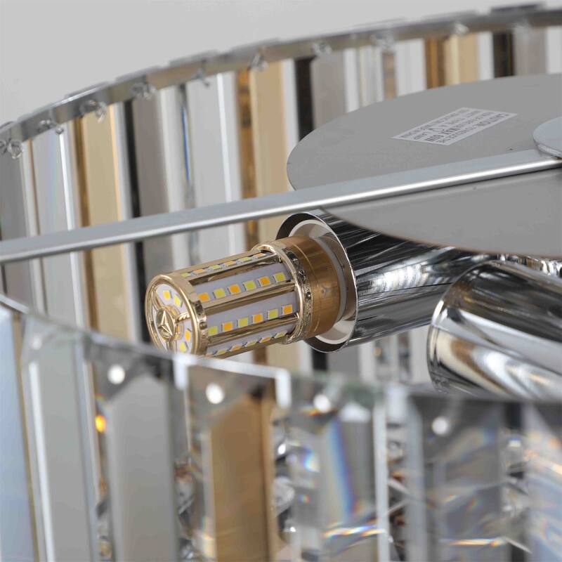 Transparent Modern Round Crystal Chandelier for Living Room