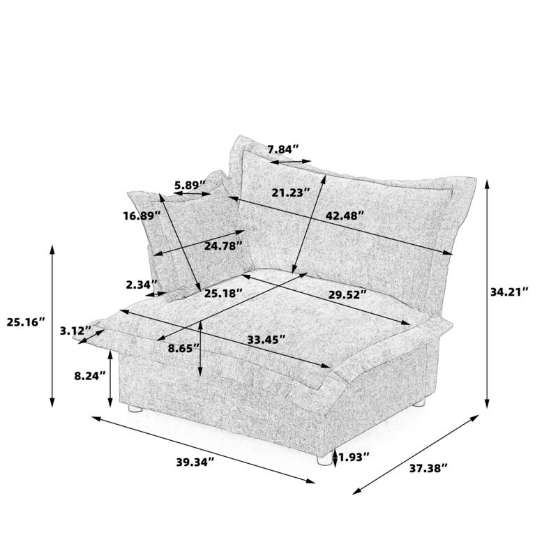 Upholstered Chenille Arm Club Chair Cloud corner cahir